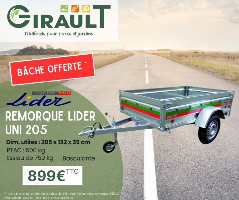 BACHE OFFERTE | REMORQUE LIDER UNI 205