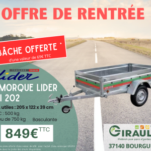 BACHE OFFERTE - REMORQUE LIDER UNI 202