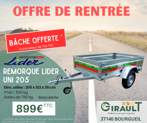 BACHE OFFERTE - REMORQUE LIDER UNI 205