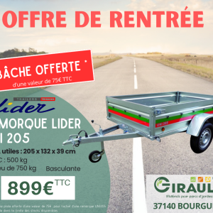 BACHE OFFERTE - REMORQUE LIDER UNI 205