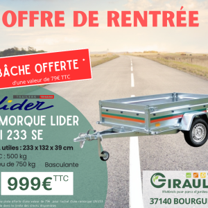 BACHE OFFERTE - REMORQUE LIDER UNI 233 SIMPLE ESSIEU